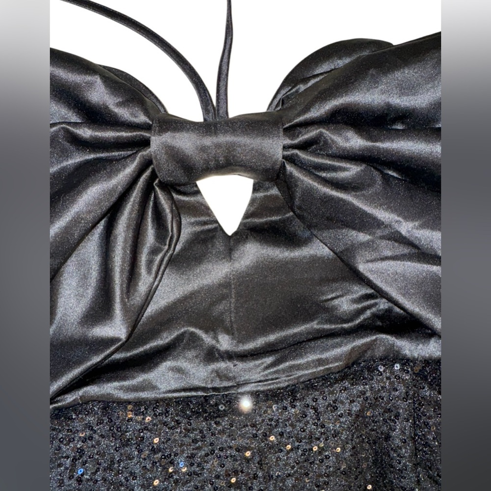 Y2K BLACK SATIN SEQUIN shorts romper party outfit women’s size large - Picture 4 of 13
